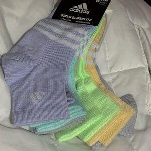 Adidas Girl's Superlite 6 pair 2Y-5Y Socks - Multicolor Pack